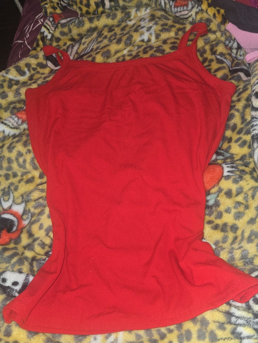 No Boundaries Red Ribbed Spaghetti Strap Camisole